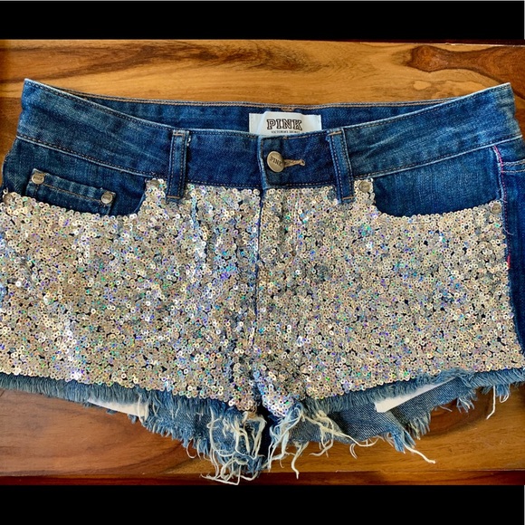 PINK Victoria's Secret Pants - Victoria’s Secret Pink Denim Bling Shorts PINK Victoria's Secret Pants - Victoria’s Secret Pink Denim Bling Shorts